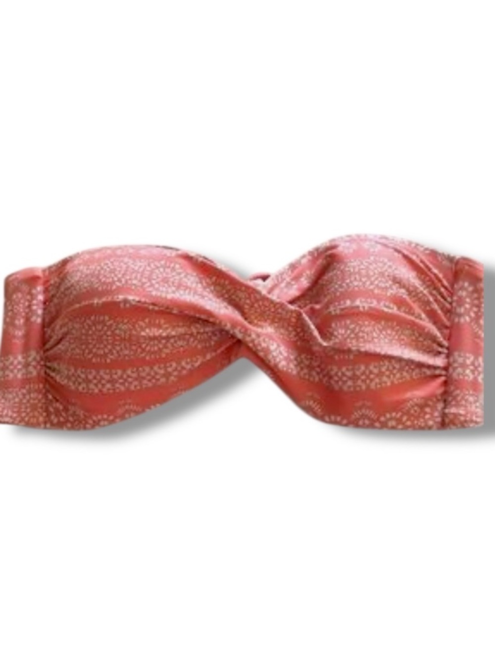 Robin Piccone Isla Bandeau Bikini Top Terra Cotta Twist Front Strapless L
